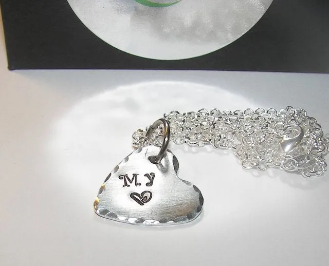 personalized My heart mothers necklace , personalized hand stamped jewelry ,  custom heart necklace, kids necklace gift handstamped jewelry