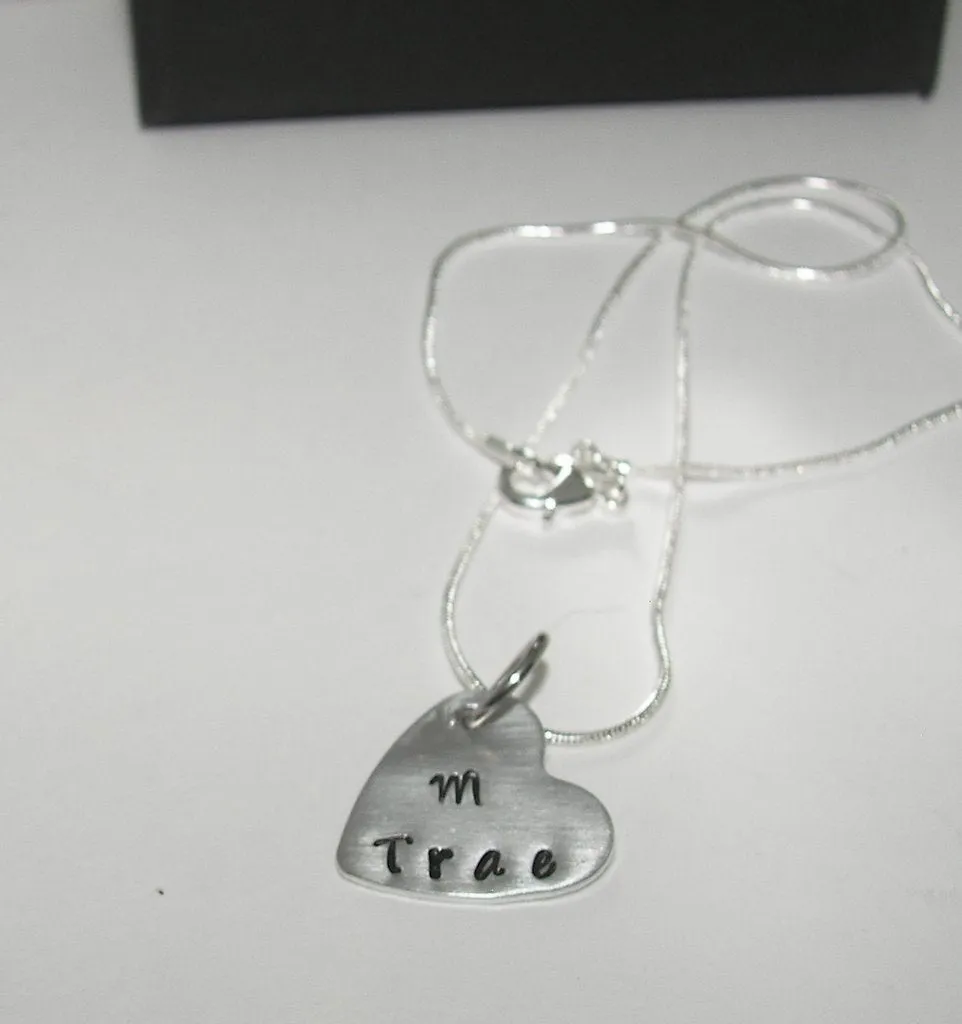 personalized My heart mothers necklace , personalized hand stamped jewelry ,  custom heart necklace, kids necklace gift handstamped jewelry