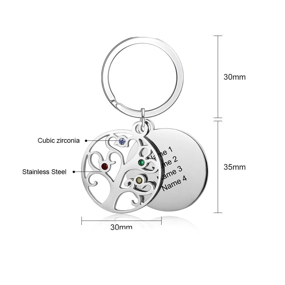 Personalized Tree of Life Keychains With 3 Names