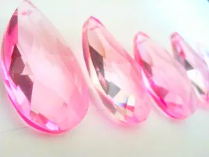 Pink Teardrop Chandelier Crystals Pendant, Pack of 5