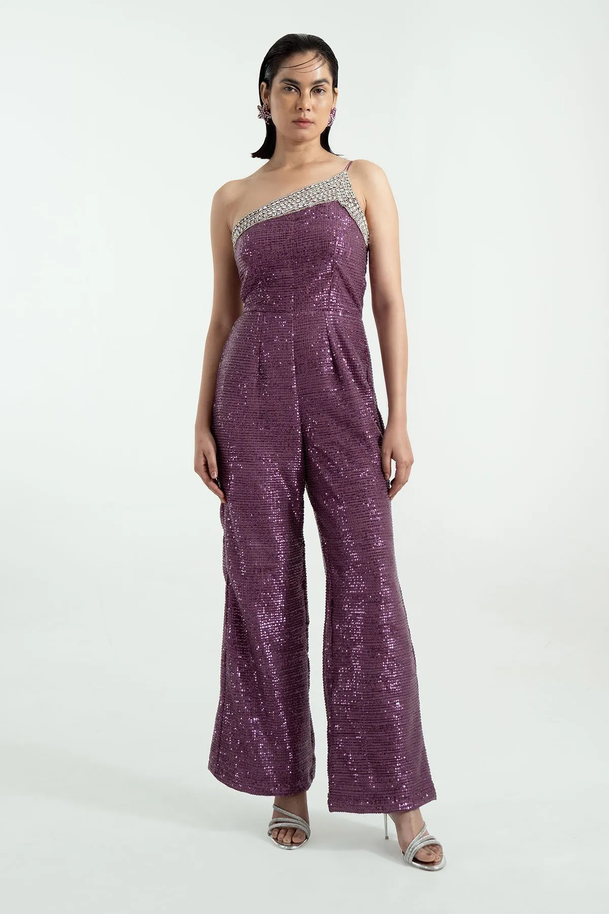 Purple One Shoulder Jumpsuit