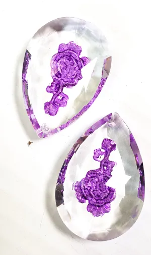 Purple Rose Teardrop Prism, 50mm Chandelier Crystals, Pack of 5