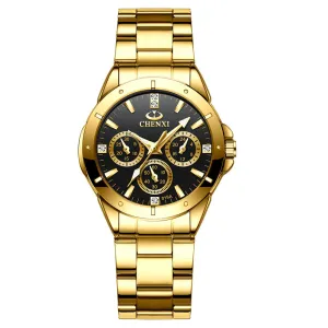 "Couple's Waterproof Quartz Watches with Steel Band"