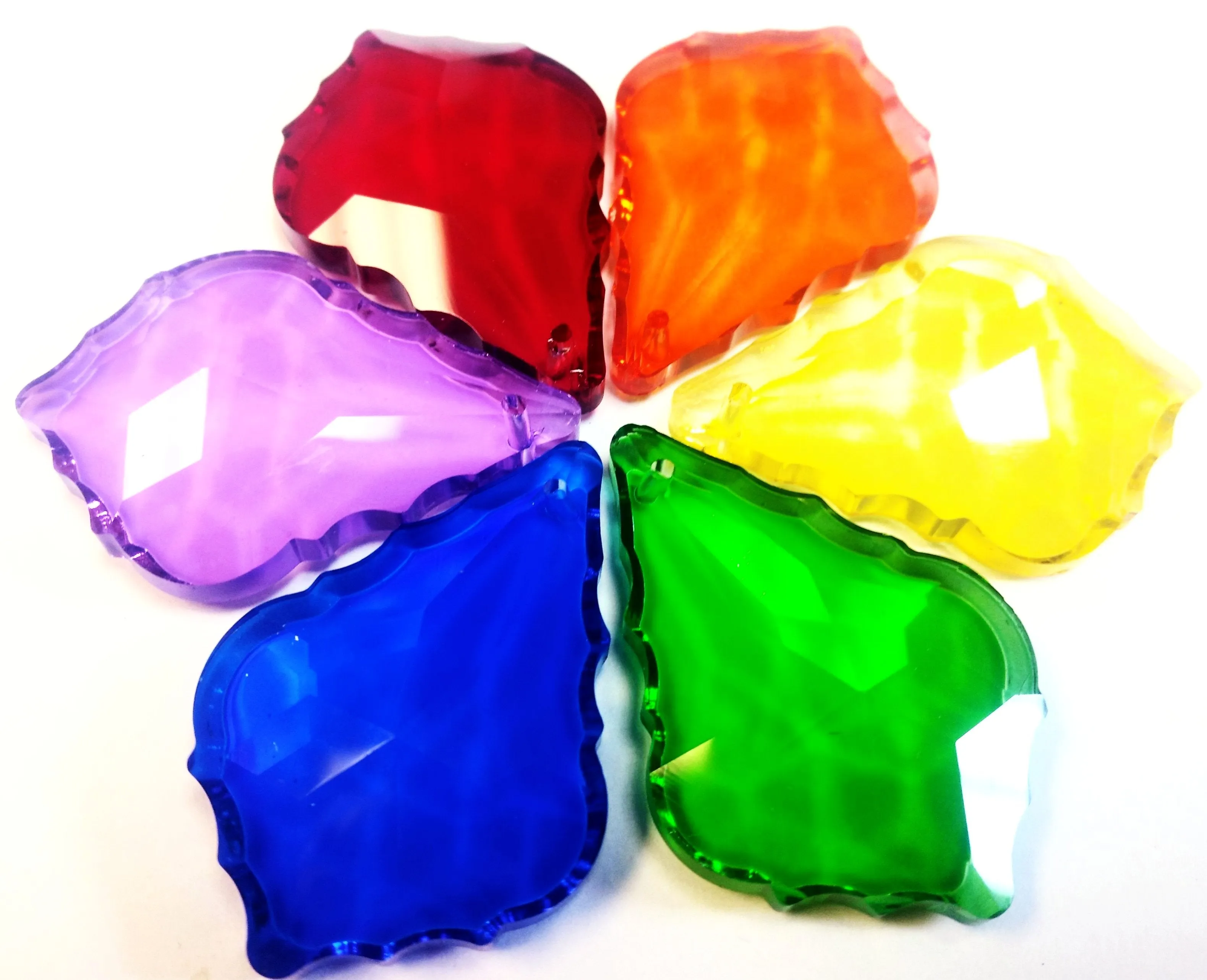 Rainbow Color 50mm French Cut Chandelier Crystals Pack of 6