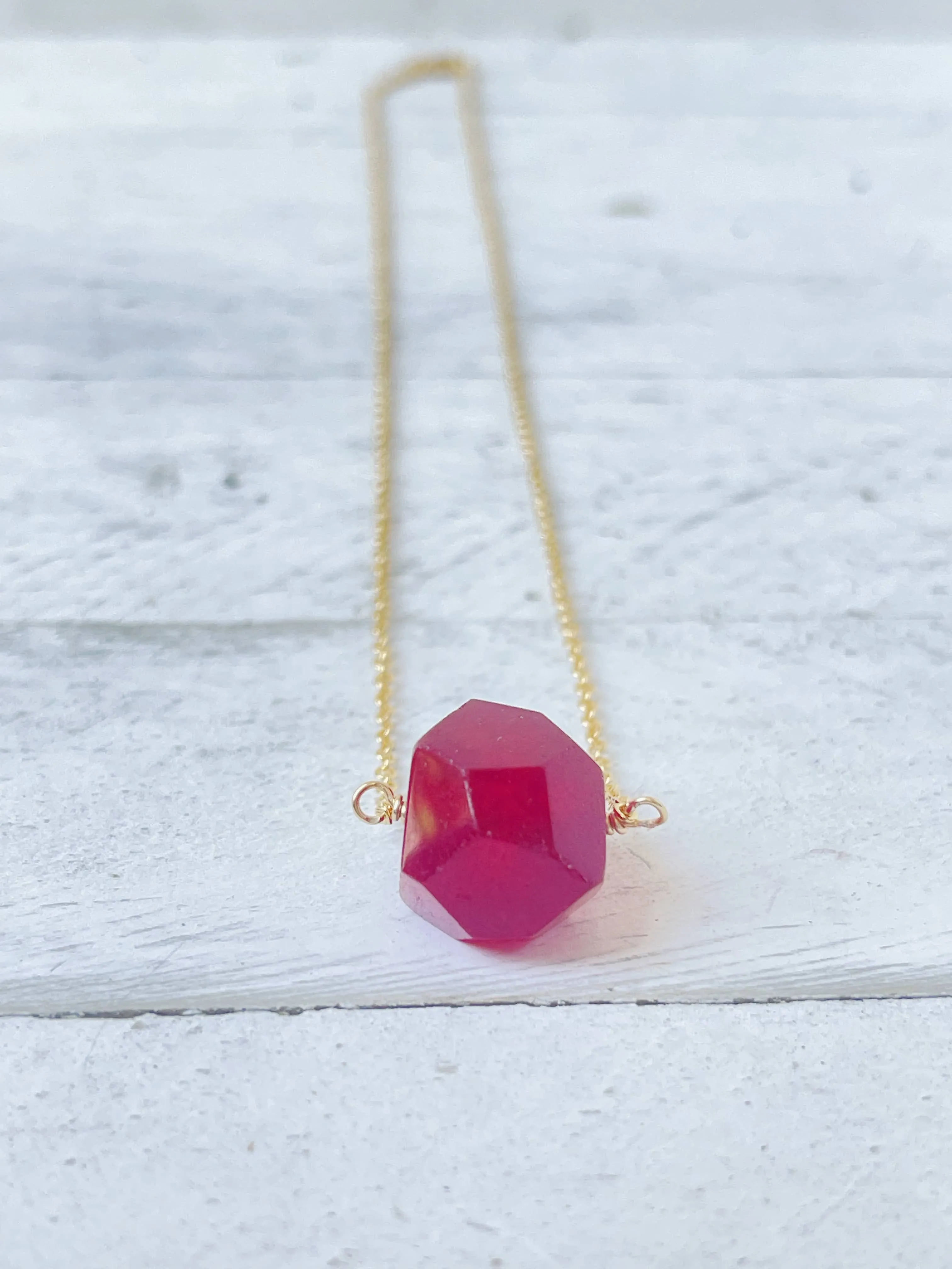 Red Dyed Quartz Nugget Necklace