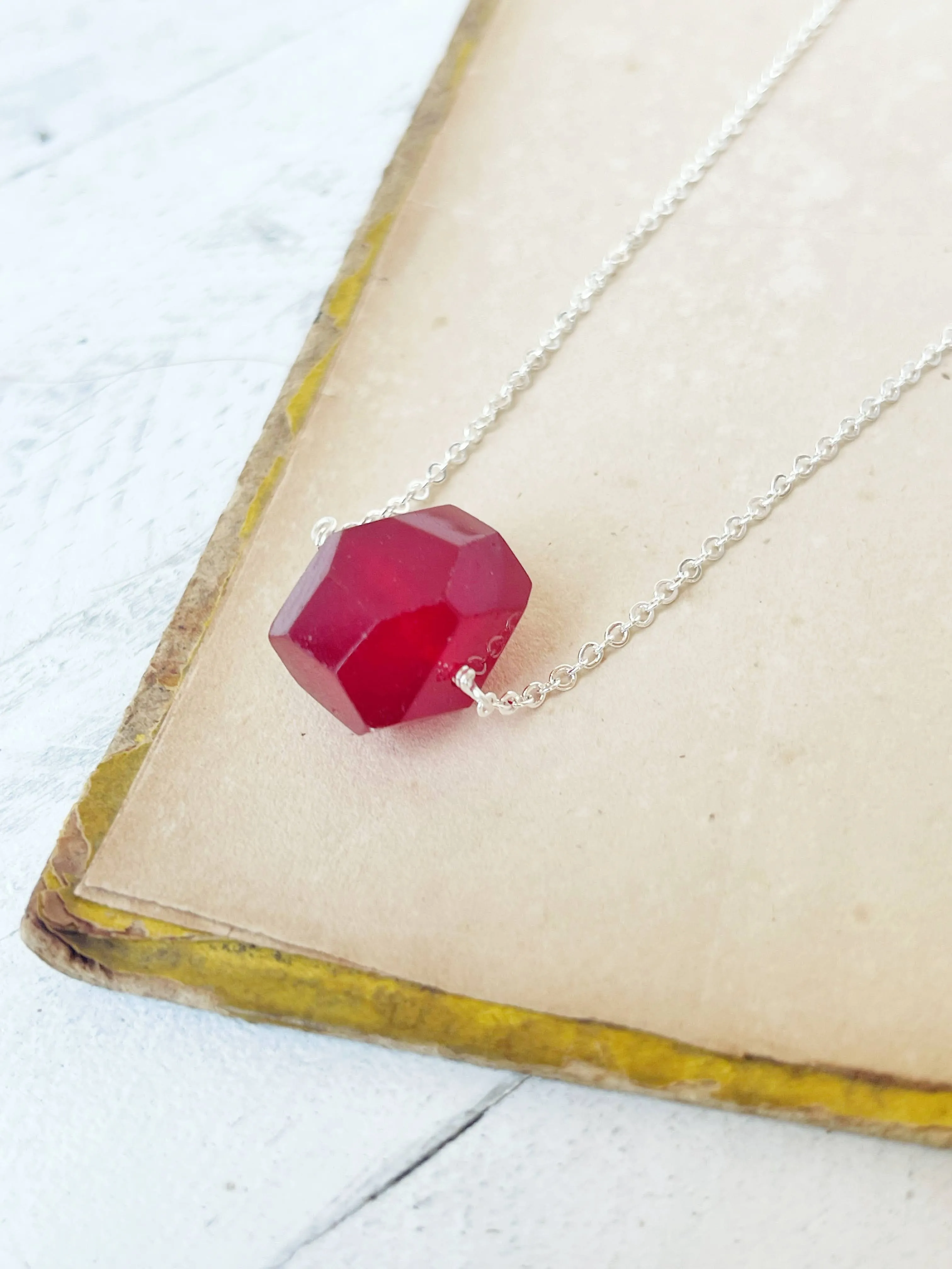 Red Dyed Quartz Nugget Necklace
