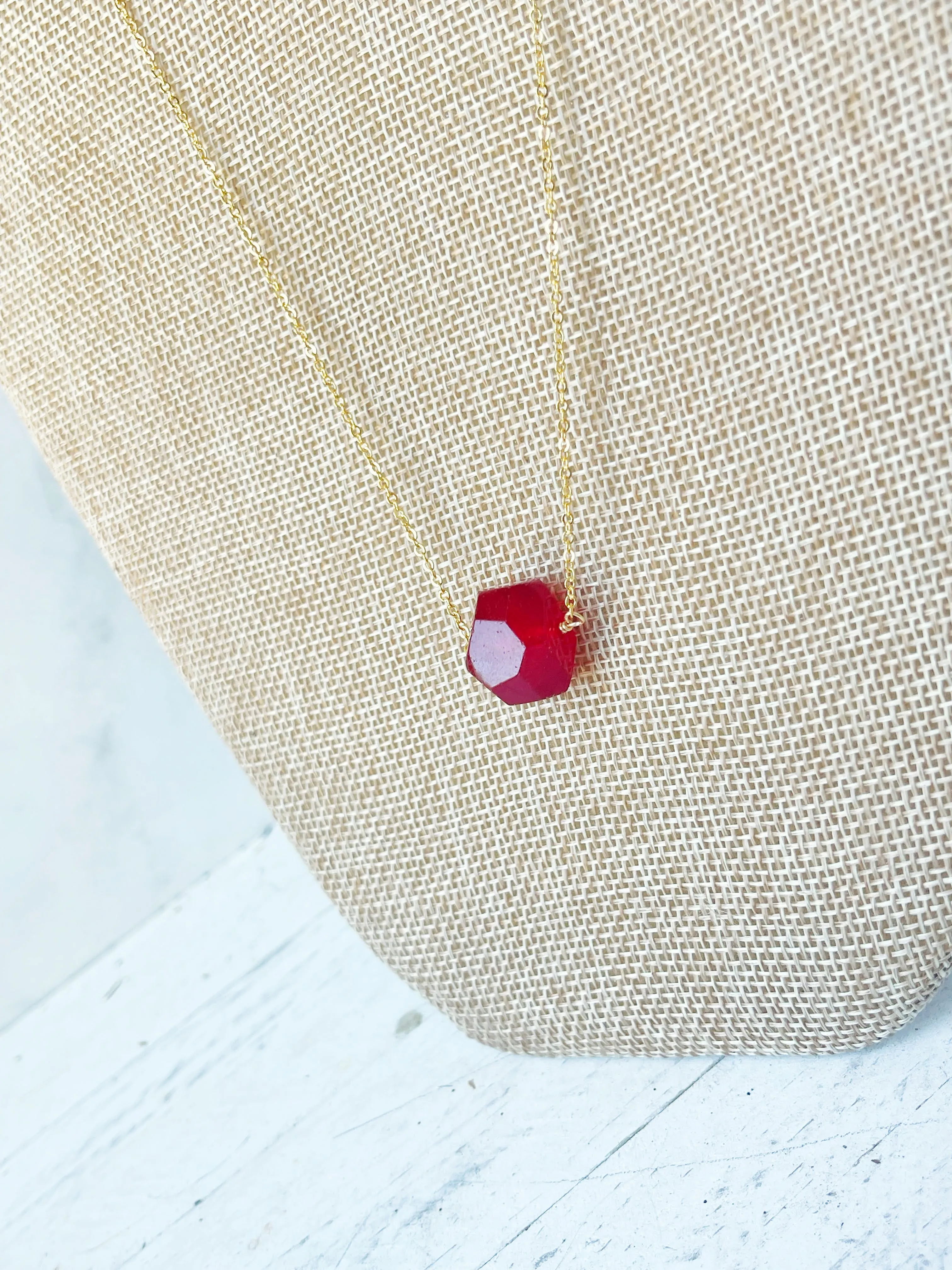 Red Dyed Quartz Nugget Necklace