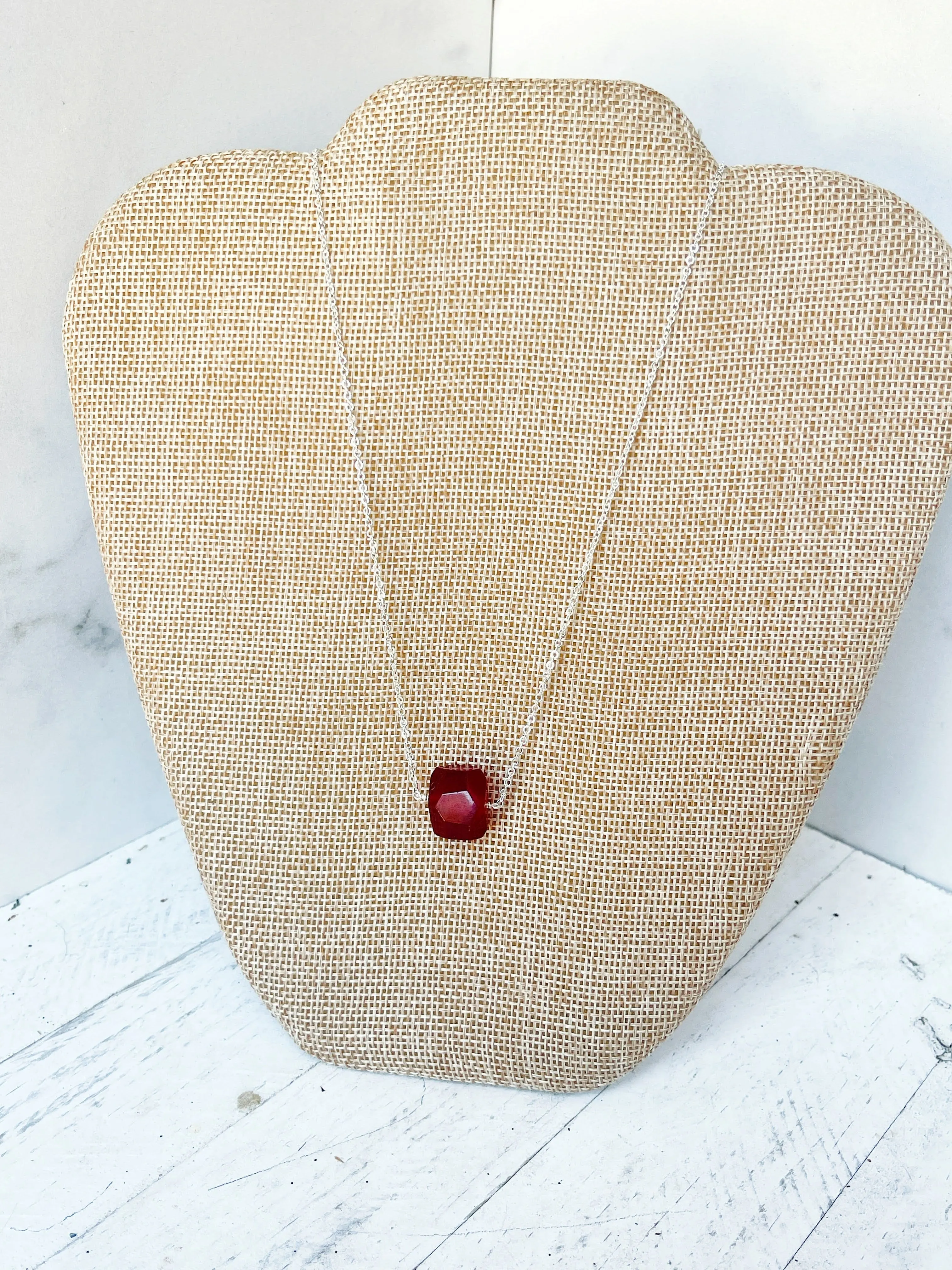 Red Dyed Quartz Nugget Necklace