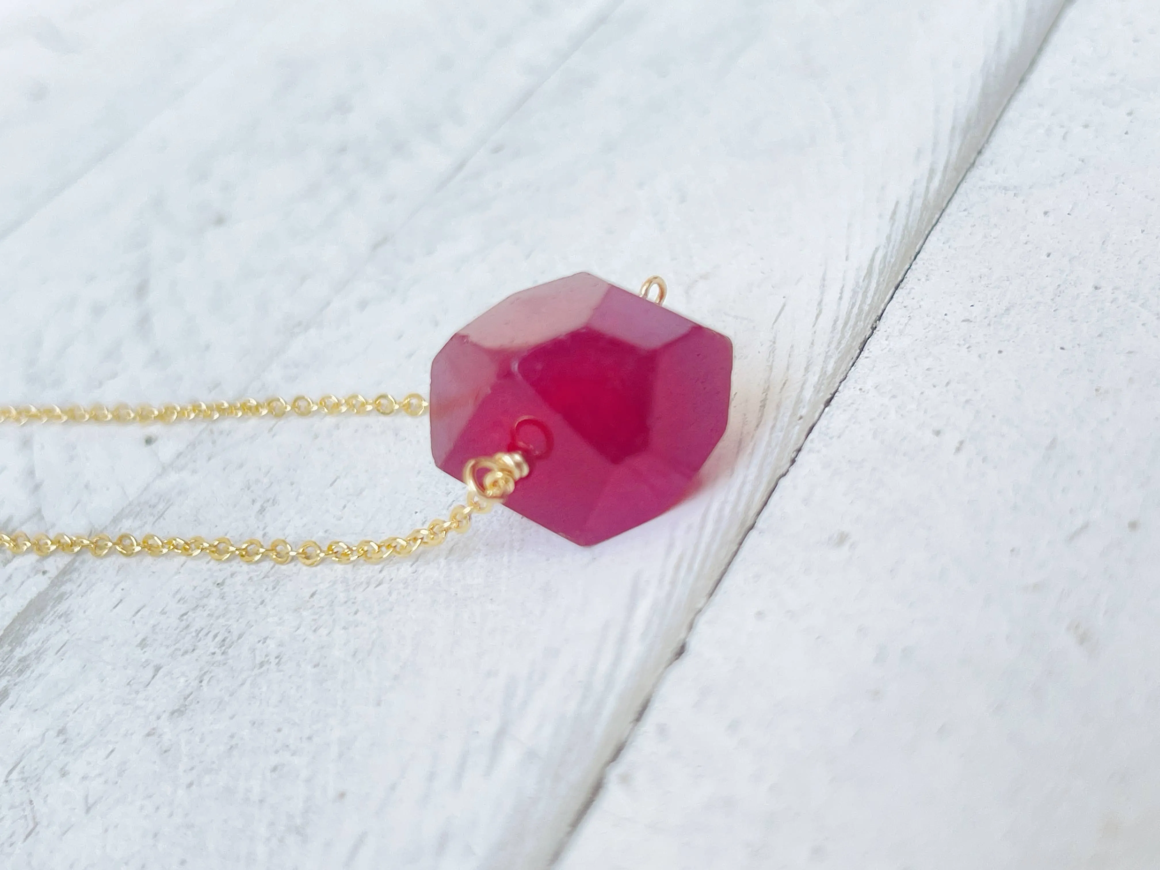Red Dyed Quartz Nugget Necklace