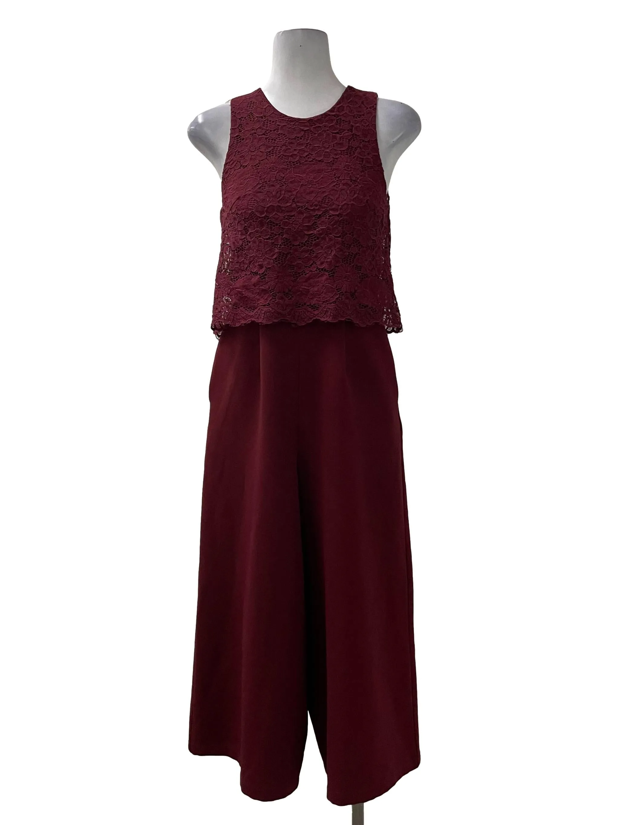 Red Floral Lace Flap Jumpsuit