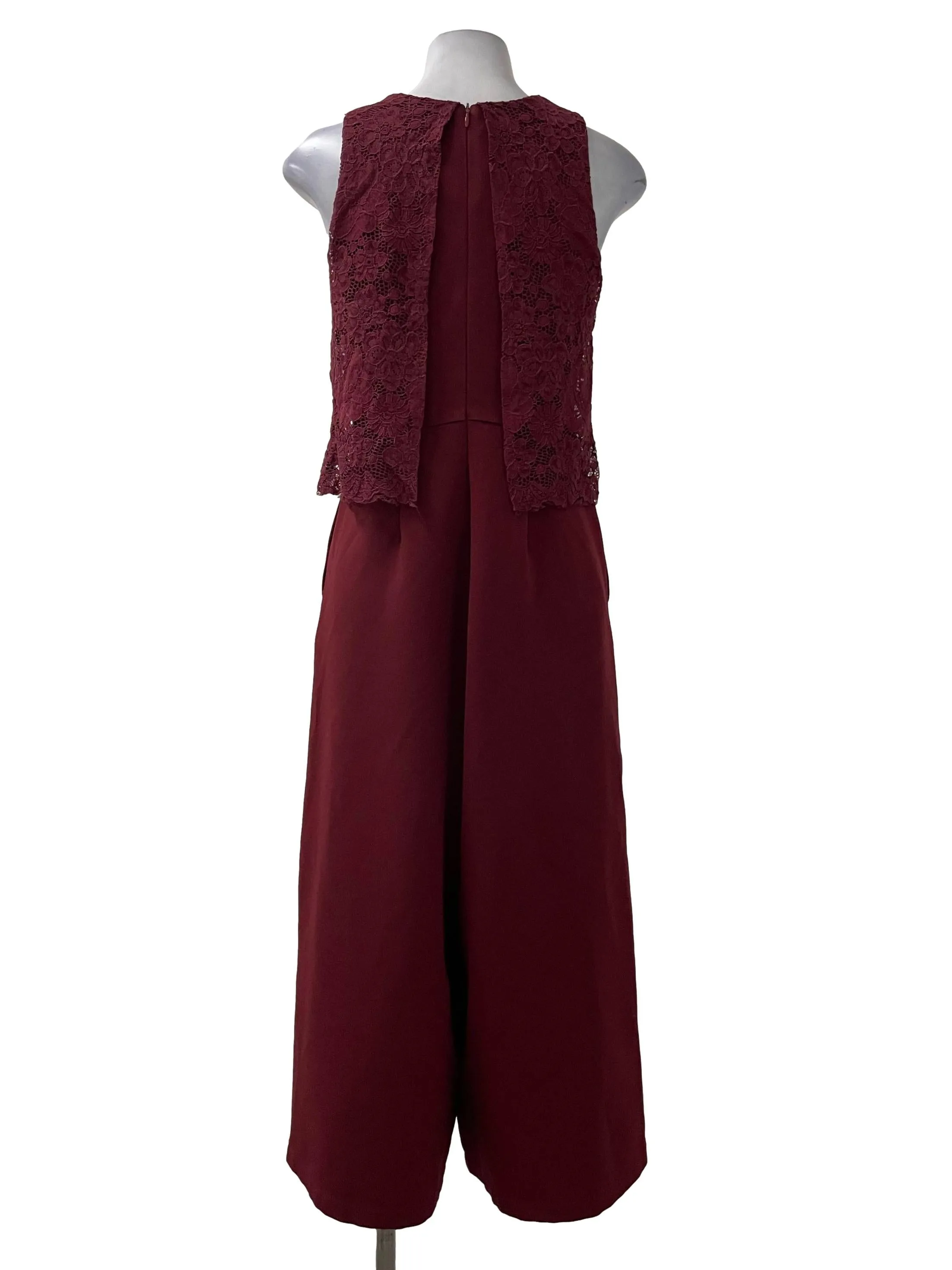 Red Floral Lace Flap Jumpsuit