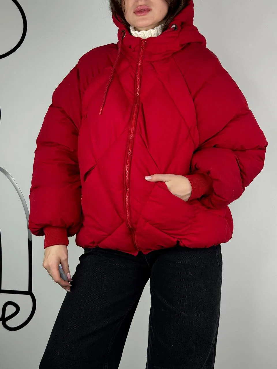 Red matte down jacket