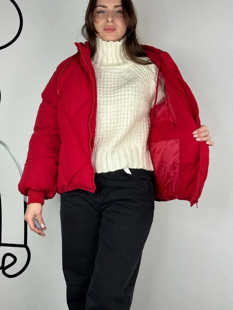Red matte down jacket