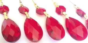 Red Teardrops Chandelier Crystals Ornament, Pack of 5