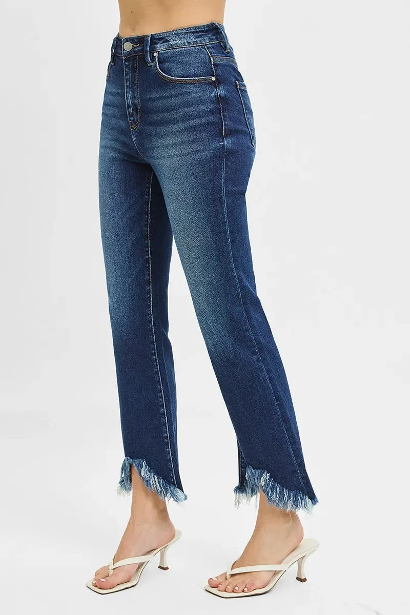 RISEN High Rise Crop Bootcut Fray Hem Jeans