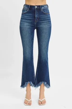 RISEN High Rise Crop Bootcut Fray Hem Jeans