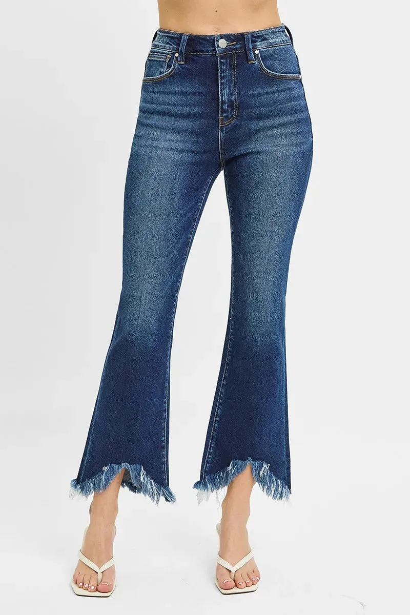 RISEN High Rise Crop Bootcut Fray Hem Jeans