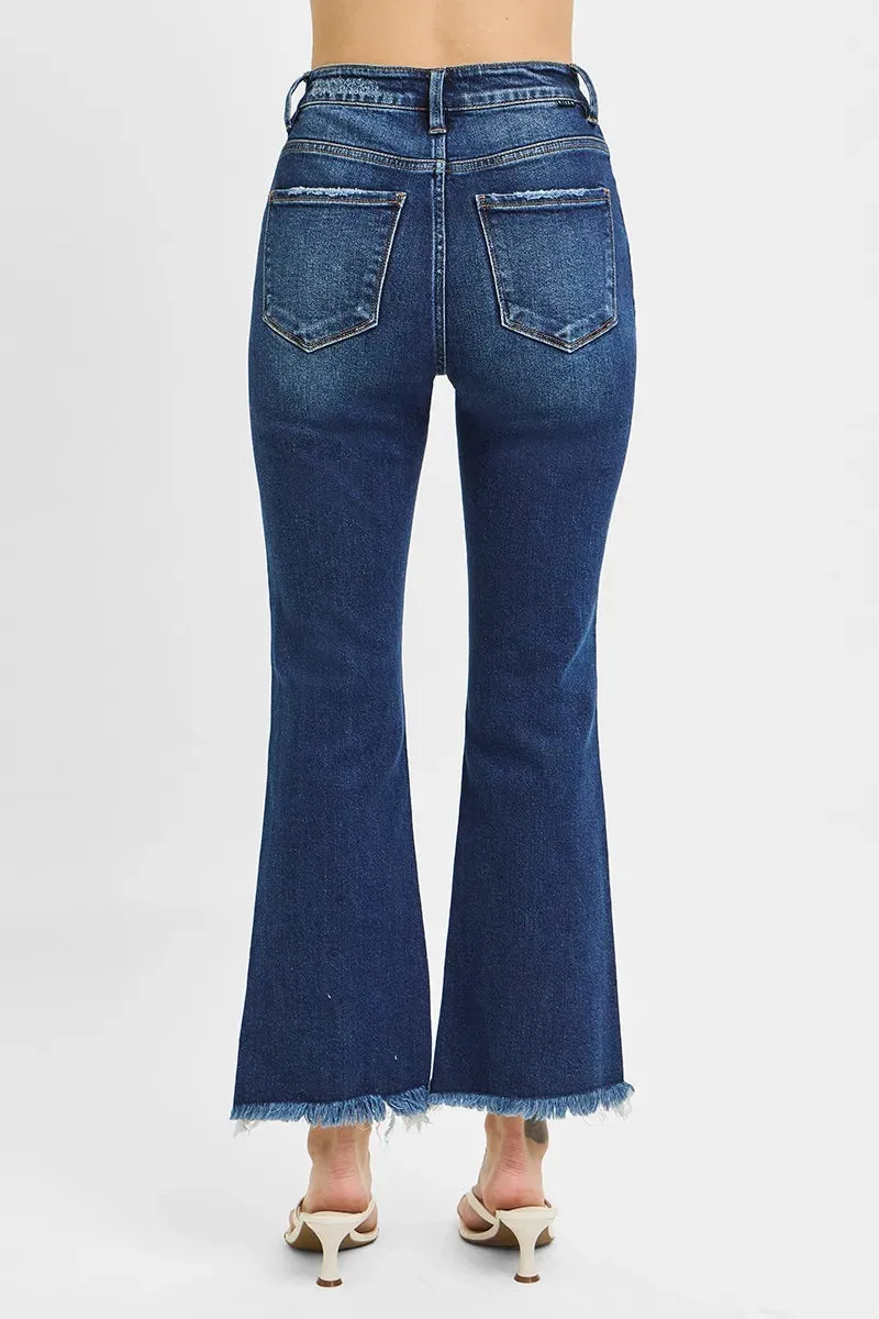 RISEN High Rise Crop Bootcut Fray Hem Jeans