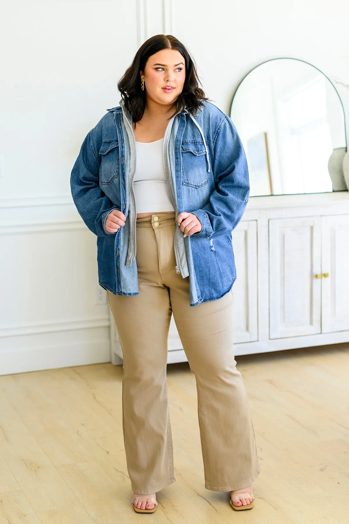 RISEN JEANS Jordan Hooded Denim Shacket