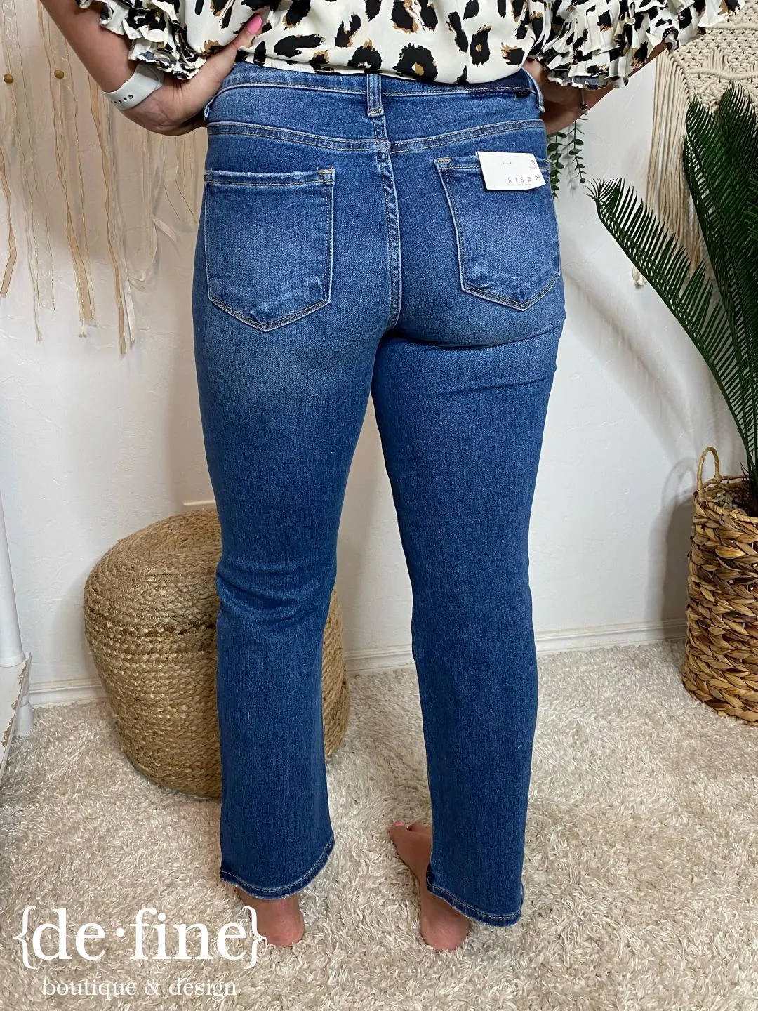 Risen Mid Rise Relaxed Fit Straight Leg Jeans in Regular & Curvy