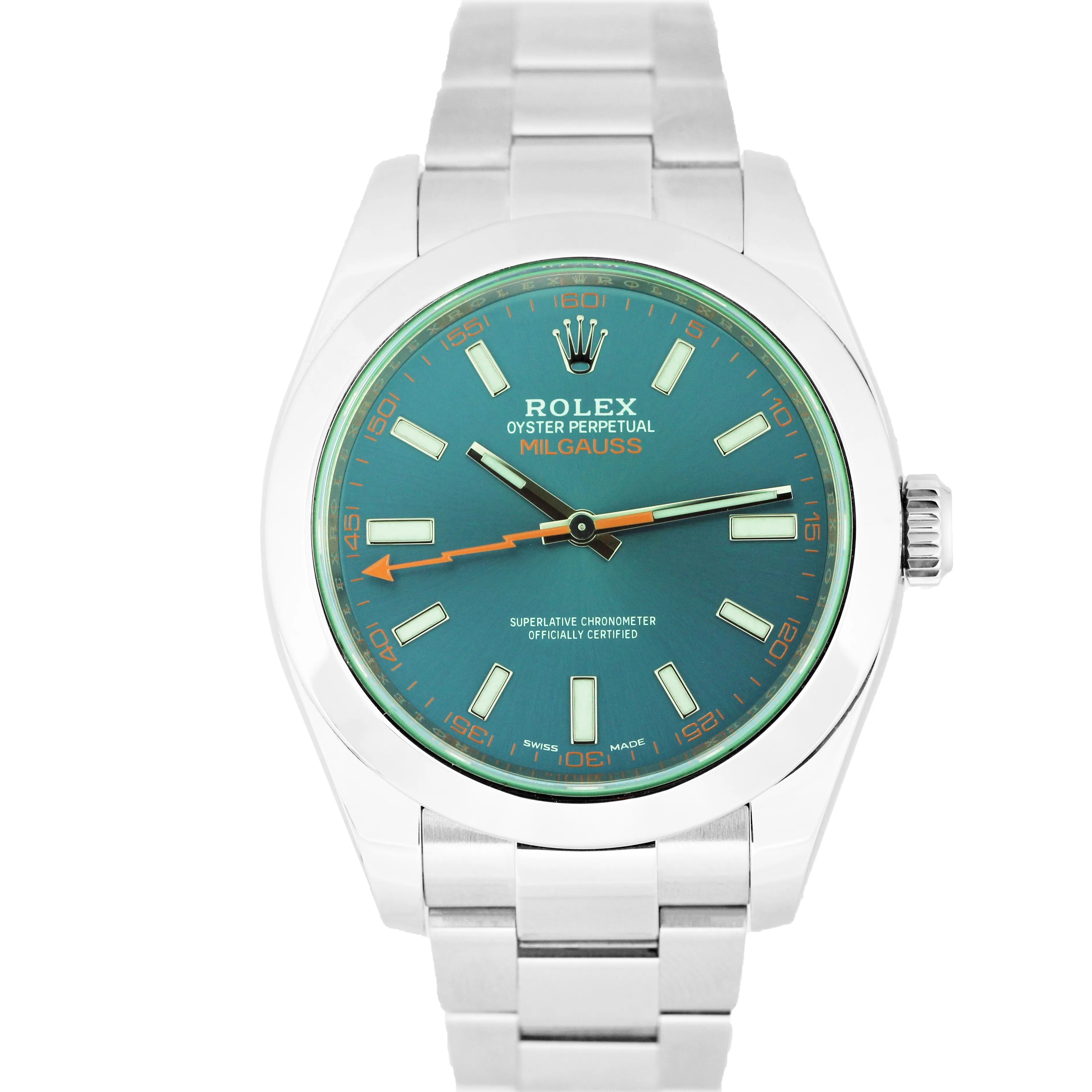 Rolex Milgauss Z-Blue Green Anniversary Stainless 40mm 116400 GV Watch