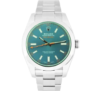 Rolex Milgauss Z-Blue Green Anniversary Stainless 40mm 116400 GV Watch