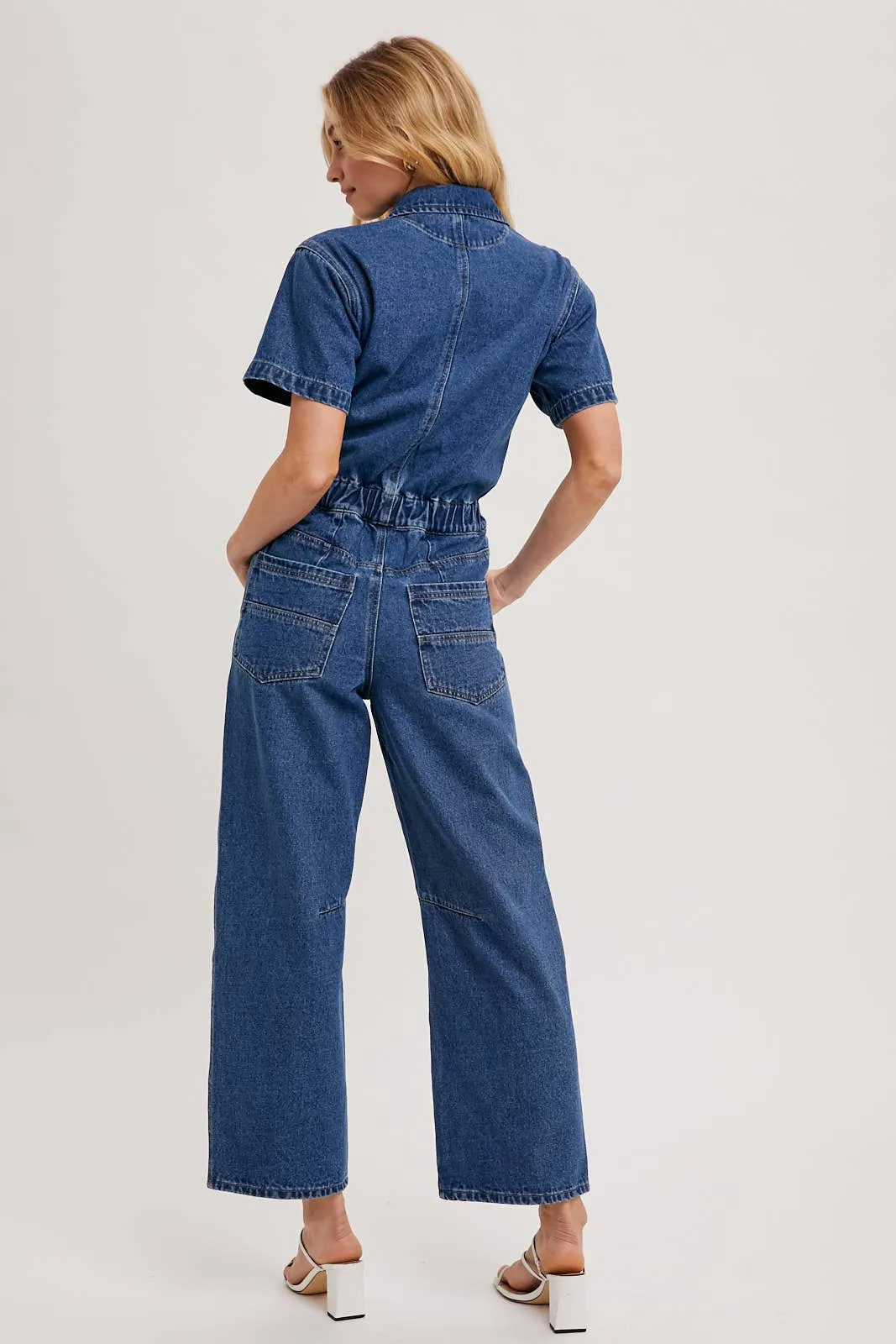 Rori Denim Button Front Carpenter Jumpsuit