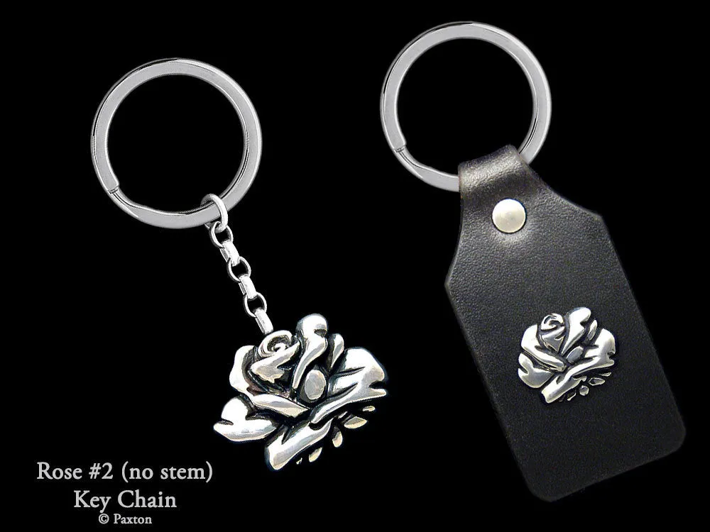 Rose Flower Key Chain / Key Ring Sterling Silver
