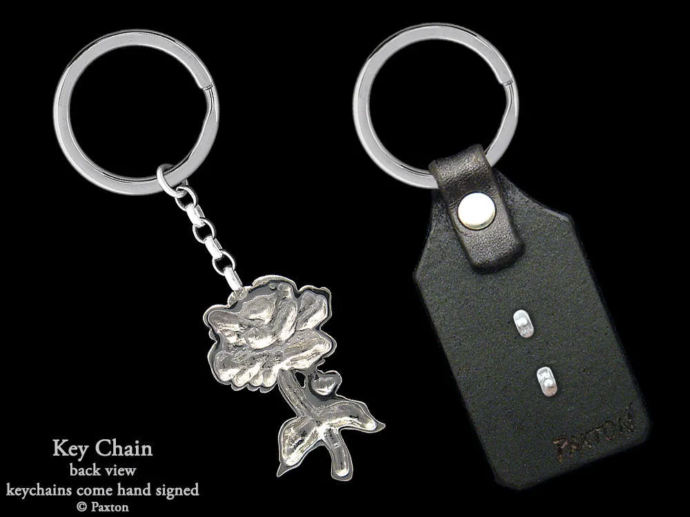 Rose Flower Key Chain / Key Ring Sterling Silver