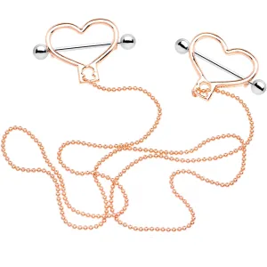 Rose Gold Tone Heart to Heart Dangle Nipple Chain