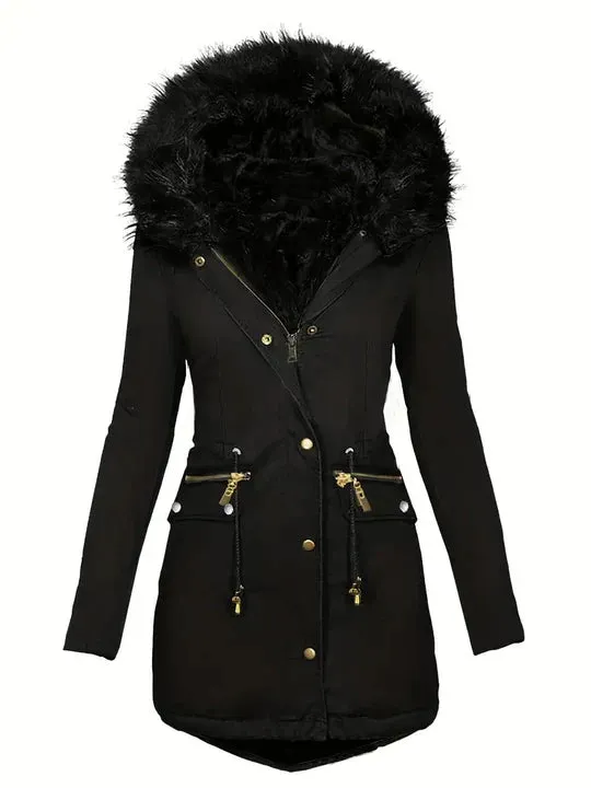 Ruby - parka coat with faux fur hood and drawstring