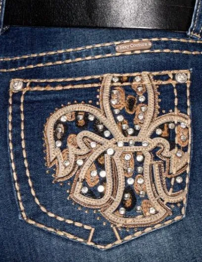Sara Dark Blue Denim Embroidered Bootcut Jeans
