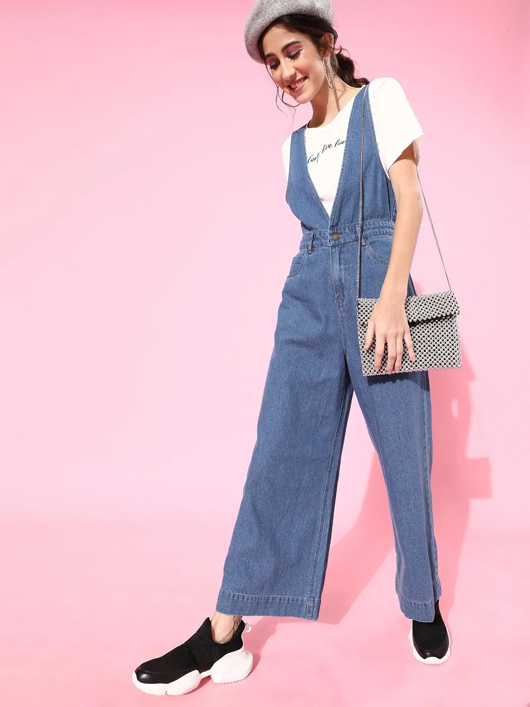 SASSAFRAS Women Blue Solid Boiler Jumpsuit