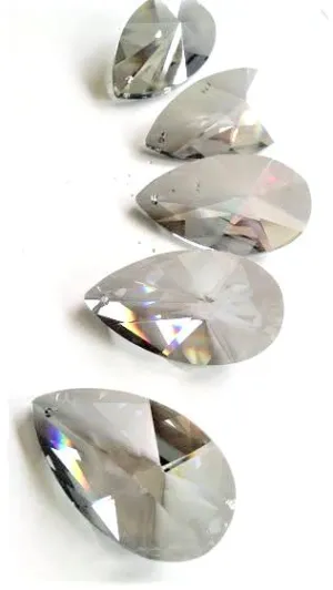 Satin Grey European Cut Teardop Chandelier Crystals, Asfour Lead Crystal #873 Pack of 5