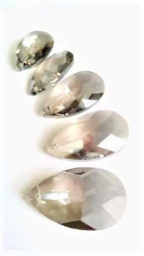 Satin Grey Teardrop Chandelier Crystals, Asfour #872, Pack of 5
