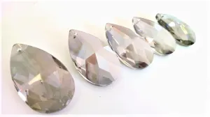 Satin Grey Teardrop Chandelier Crystals, Asfour #872, Pack of 5