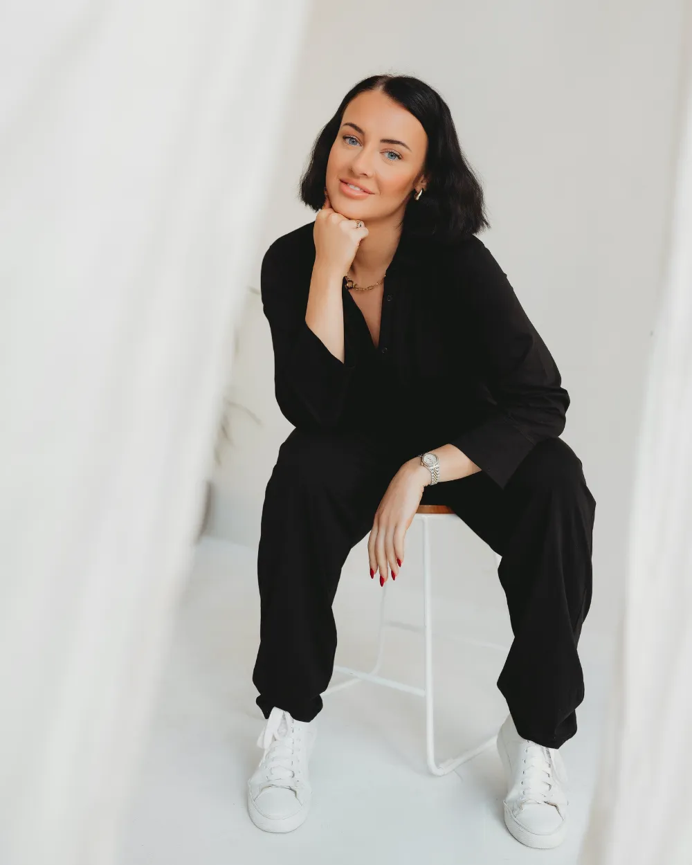 Shana Black Collared Jumpsuit