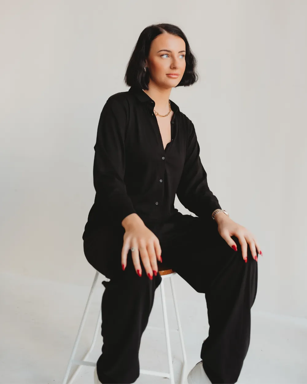 Shana Black Collared Jumpsuit