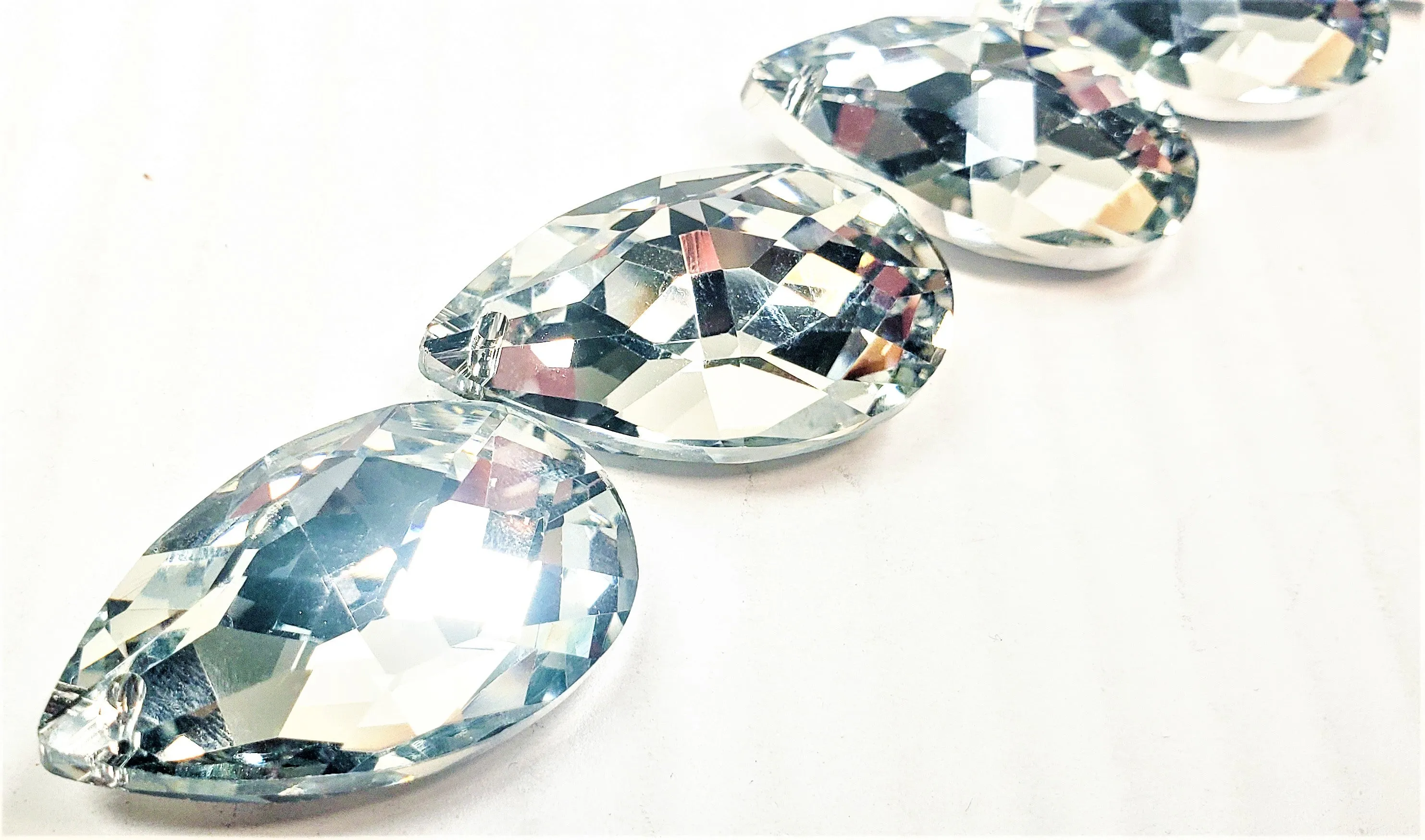 Silver 38mm Teardrop Chandelier Crystals Pendants, Pack of 5