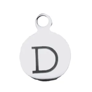 Silver Round Initial Charm - Letter D
