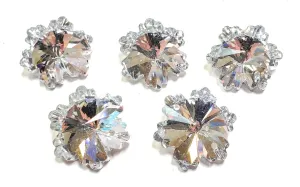 Silver Snowflake Chandelier Crystals, 30mm Beads Pack of 5