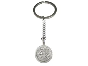 Silver Toned Circular Intricate Celtic Design Pendant Keychain