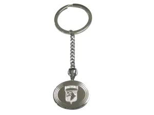 Silver Toned Etched Oval Airborne Design Pendant Keychain