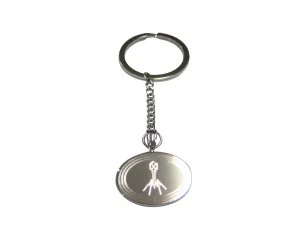 Silver Toned Etched Oval Complex Virus Pendant Keychain