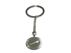 Silver Toned Etched Oval Dental Tooth Brush Pendant Keychain