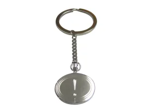 Silver Toned Etched Oval Exclamation Mark Pendant Keychain