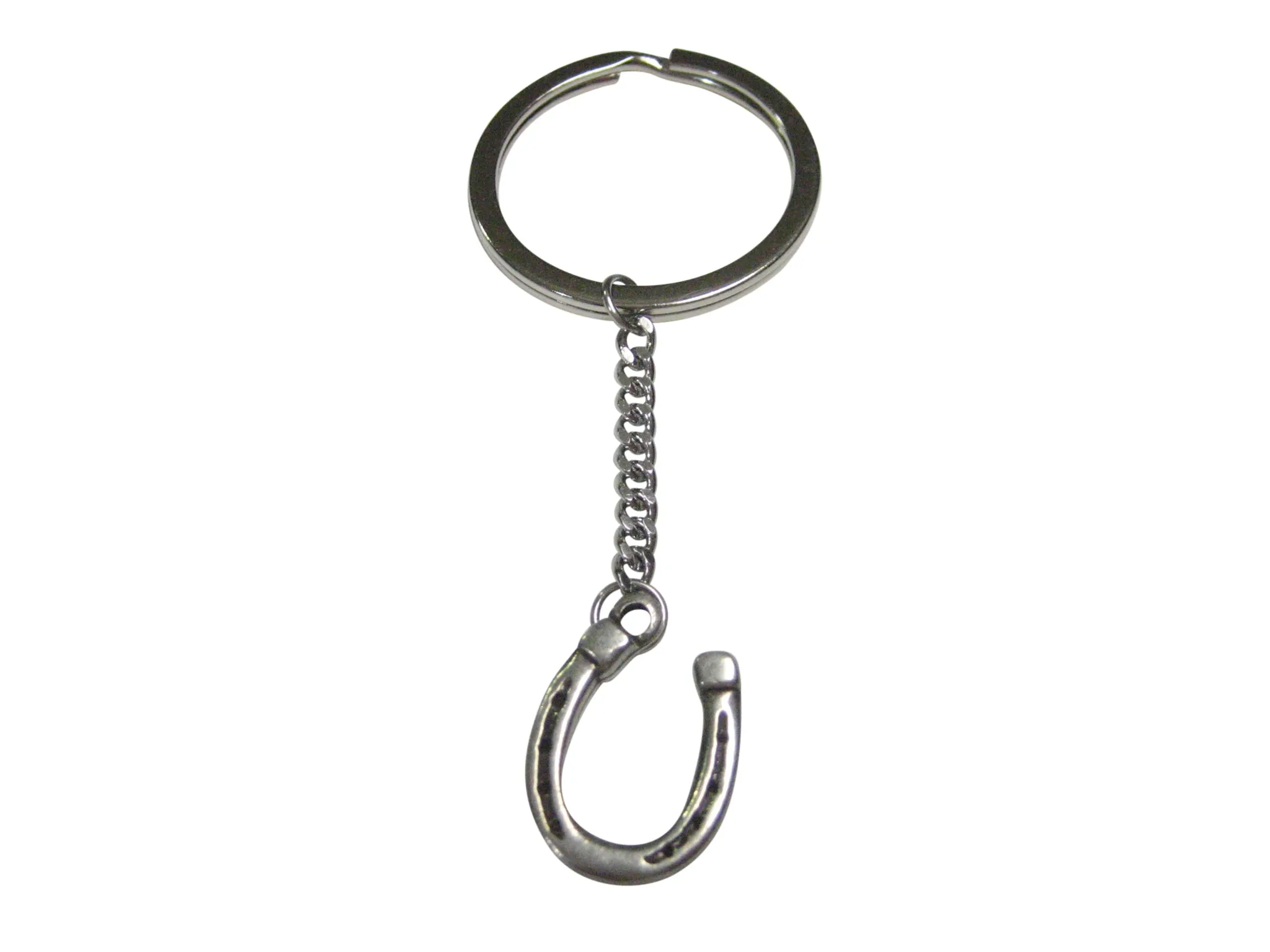Silver Toned Horse Shoe Pendant Keychain