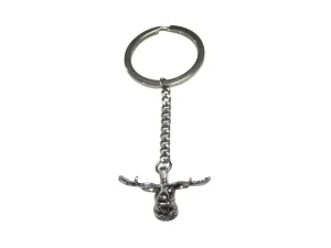 Silver Toned Moose Head Pendant Keychain
