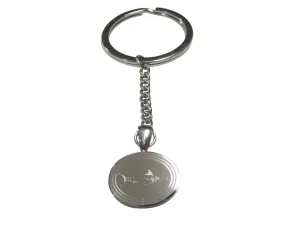 Silver Toned Oval Etched Marlin Sailfish Pendant Keychain
