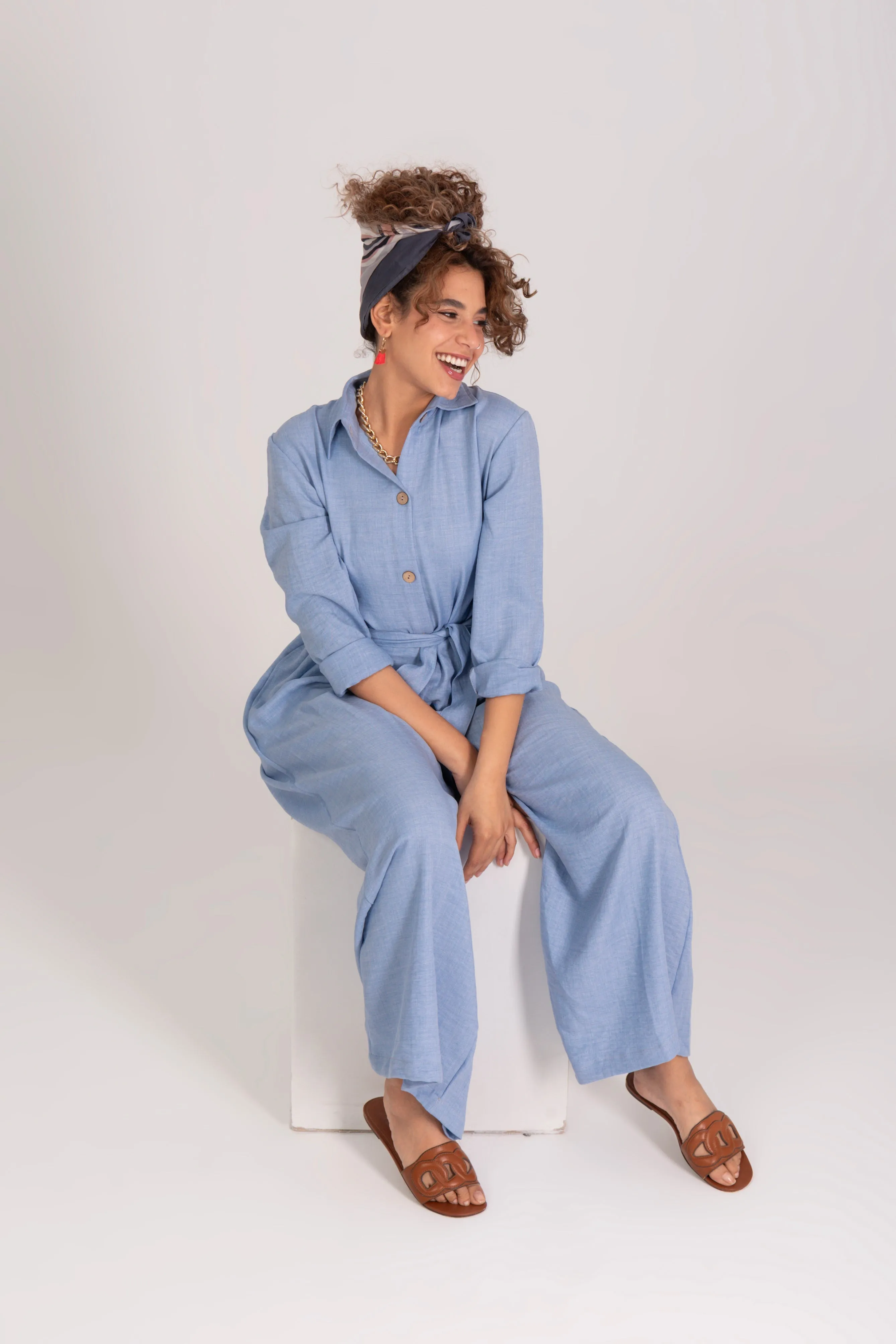 Sky Blue Wide Leg Jumpsuit